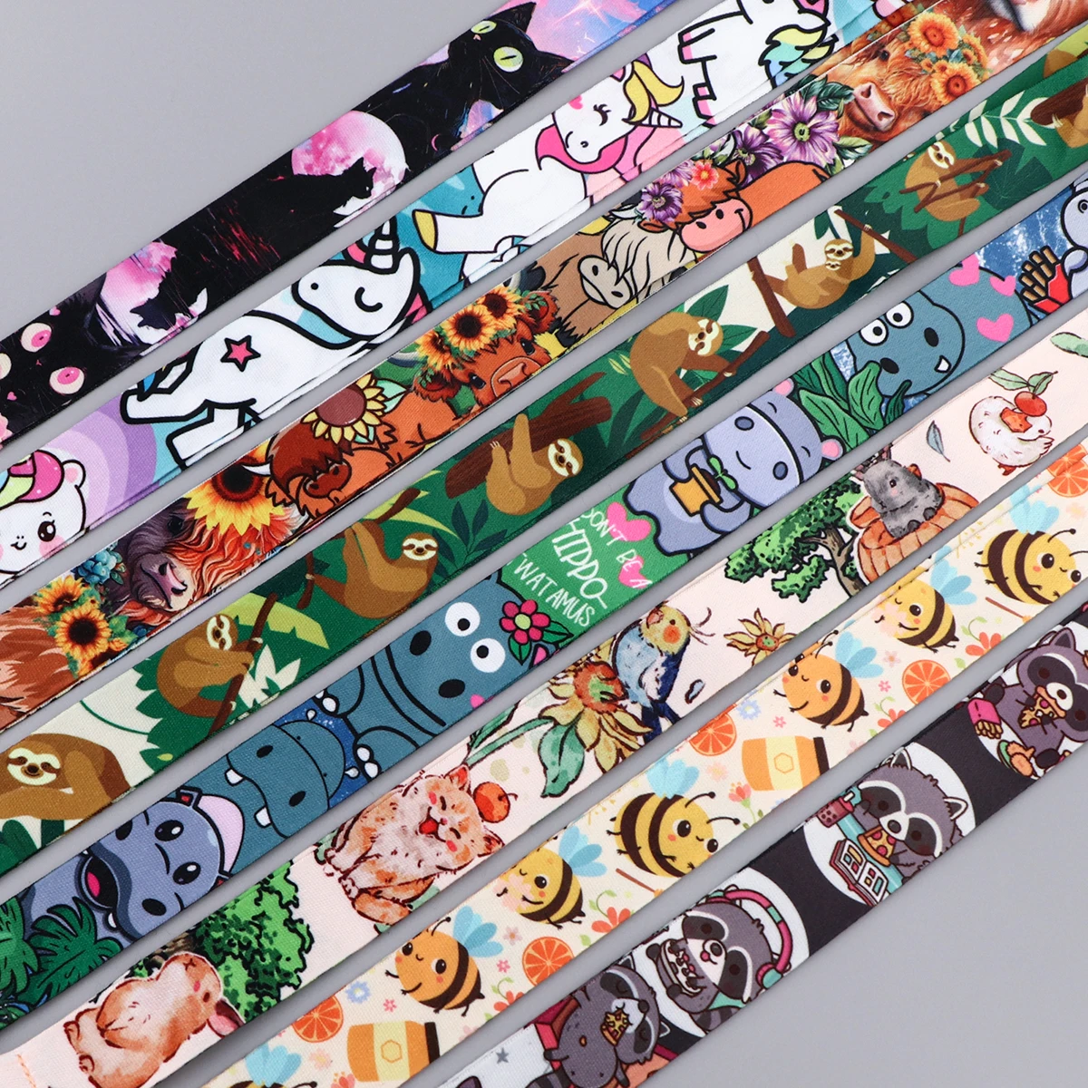 Raccoon Credential Holder Cute Animals Lanyards for Key Cow Neck Strap For Card Badge Gym Keychain Keyring Accessories Gifts