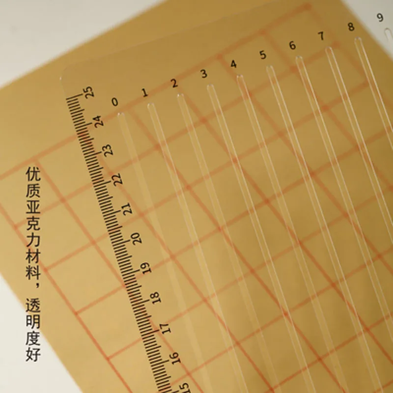 Transparent Ruler Board Half Ripe Xuan Paper PVC vertical Sewing Cutting Tools scripture Copy Measuring Supplies