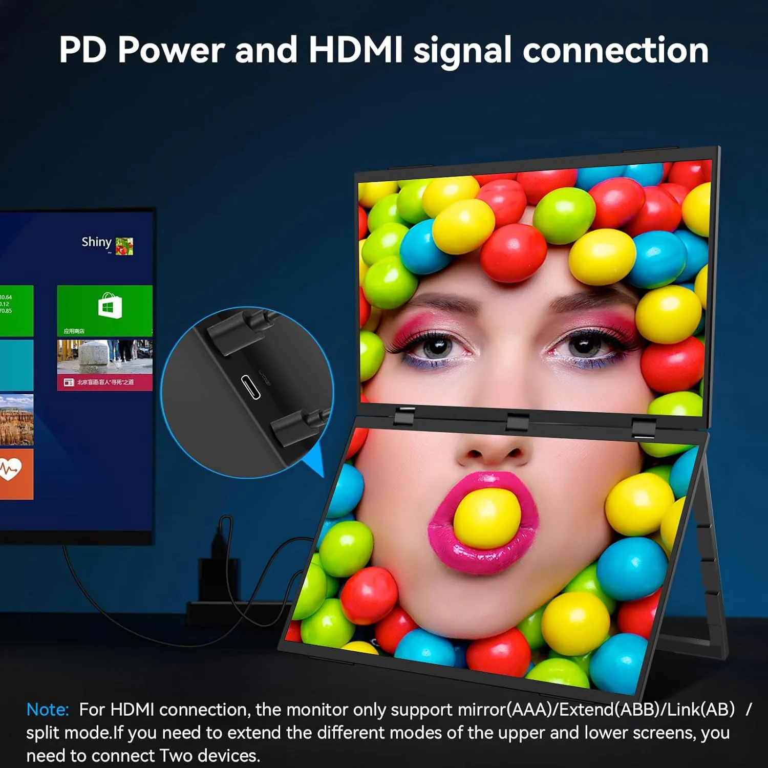 AHXJKA 18.5Inch 100Hz Laptop Screen Extender Dual Monitor Stackable Foldable Triple Monitor For PC Mac Phone Portable Monitor