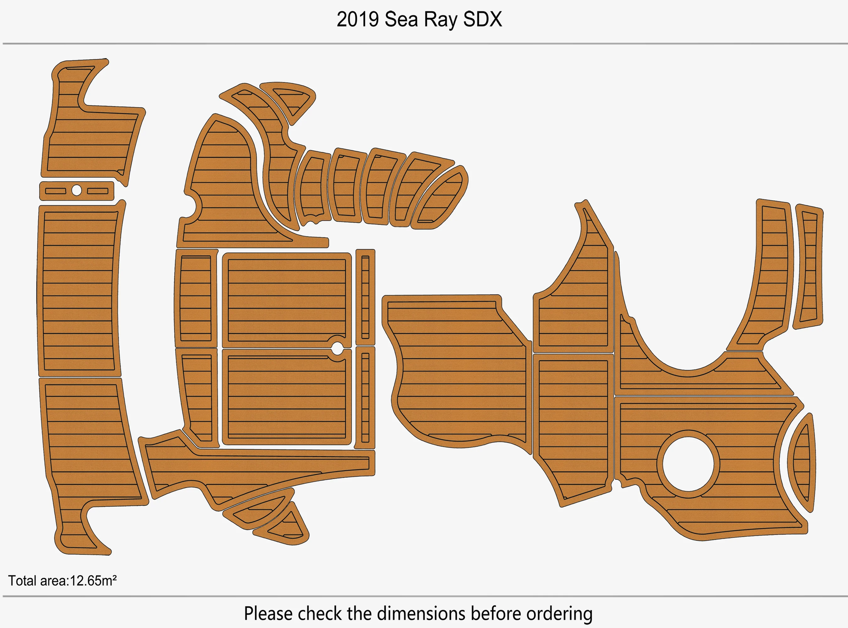 Anti-Skid EVA Faux Teak Self-Adhesive 6mm Boat Decking Pad for 2019 Sea Ray SDX Yacht Cockpit Durable Marine Flooring