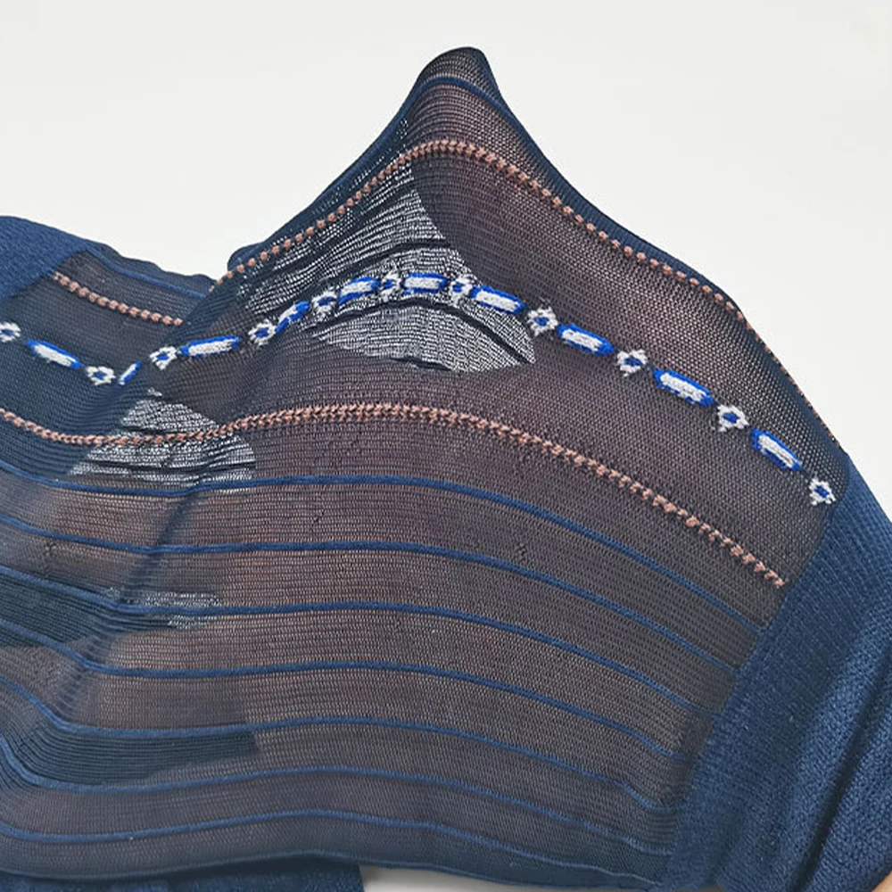 Skarpety męskie do kolan, jedwabne, przezroczyste, w paski, ultracienkie, 1 para, biznesowe, codzienne, formalne, do pracy, nylon, spandex
