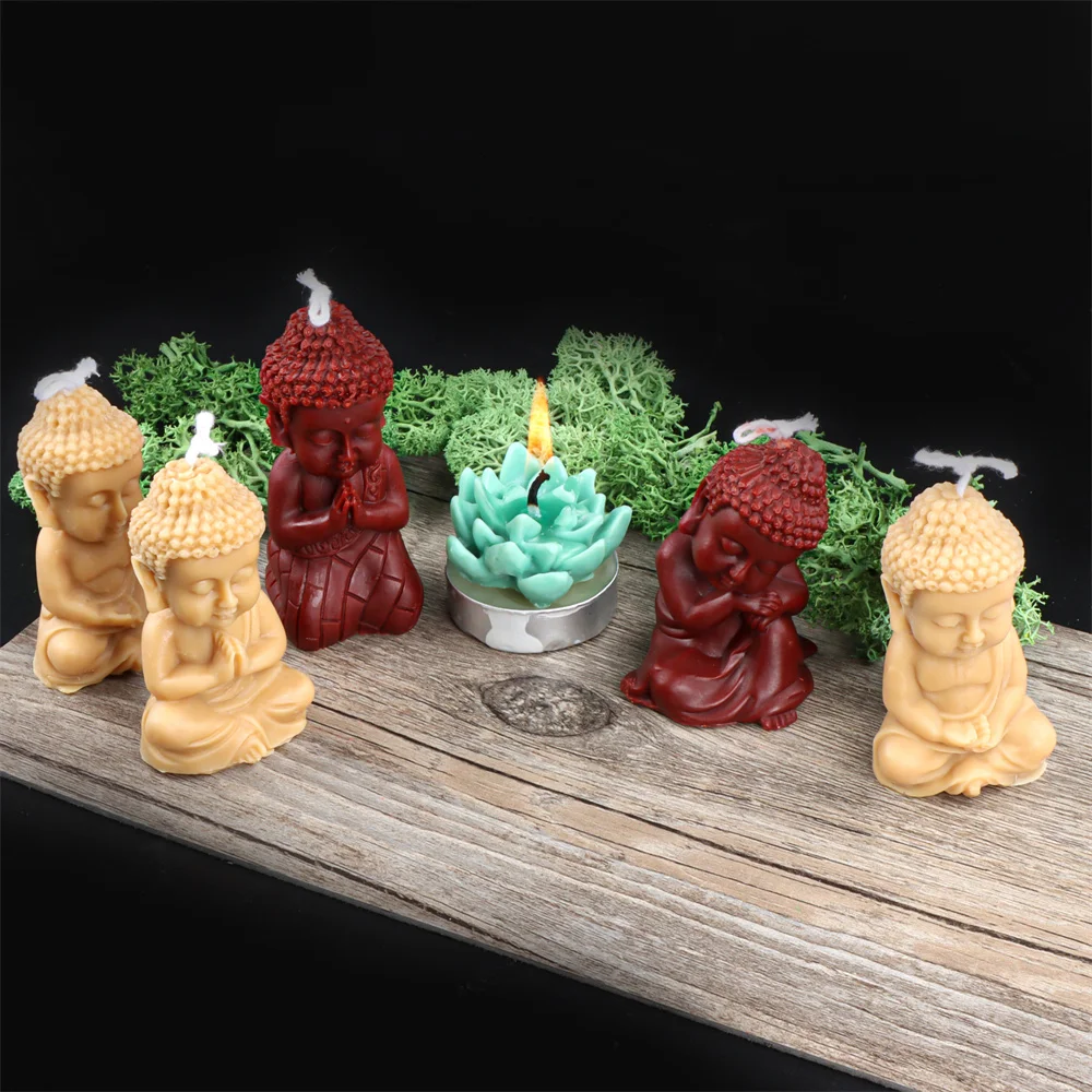 DIY Buddha Candle Silicone Mold 3D Buddha Soap Resin Mold Festival Gift Making Church Candle Production Supplies