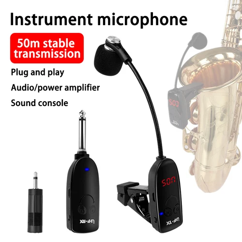 Instrumentos inalámbricos, amplificador para saxofón, trompeta, trombón, micrófono profesional, transmisor receptor inalámbrico