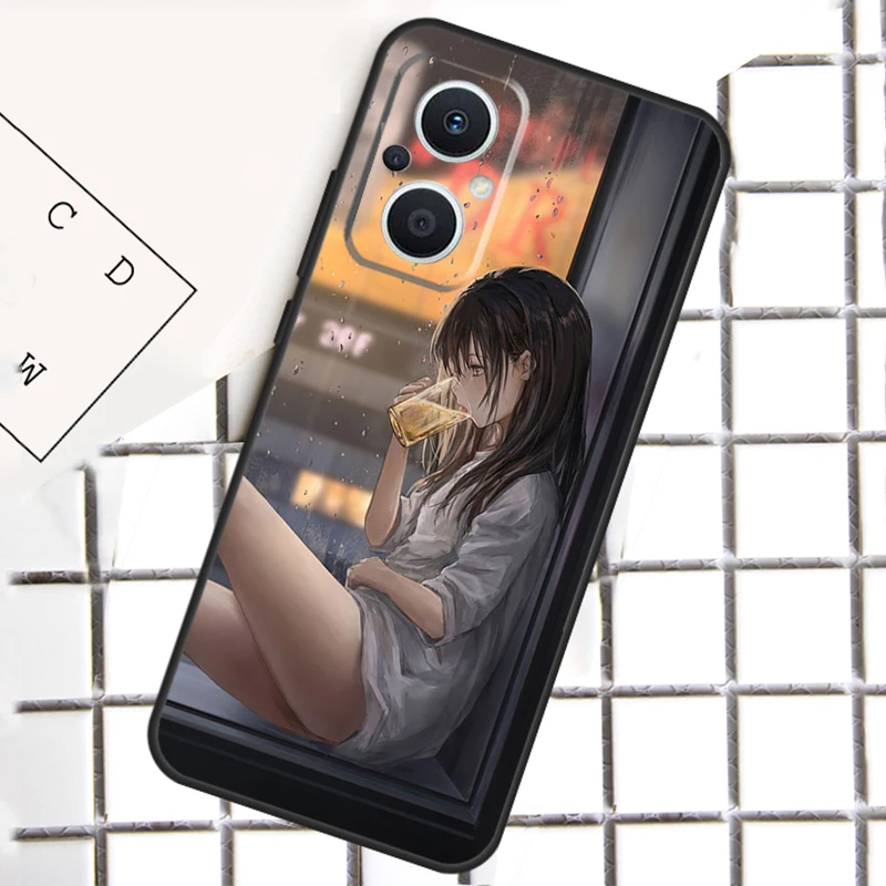 Triste anime menina para oppo reno 13 14 12 11 10 pro 11f 12f 13f 14f 7 8 lite 8t oppo encontrar x5 x6 x8 pro caso