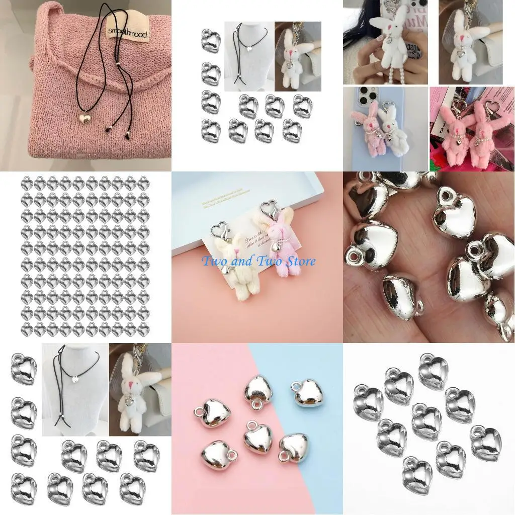 

HX6F 100 шт., подвески в виде милого сердца, серебряные персиковые сердечки, бирки, пластиковые летние украшения