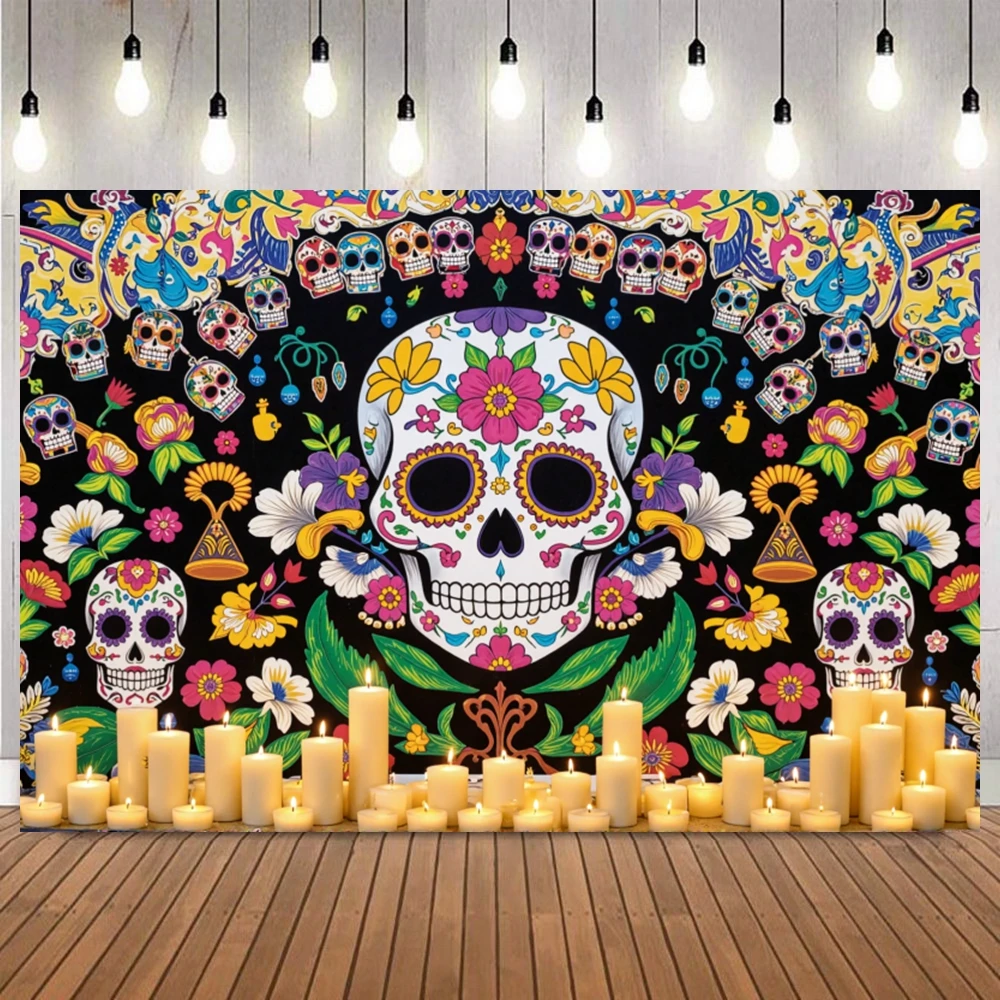 Фон для мексиканского дня мертвых, скелет для фотосъемки, Фестиваль Feliz Cumpleanos, декор для дня рождения, фотофон