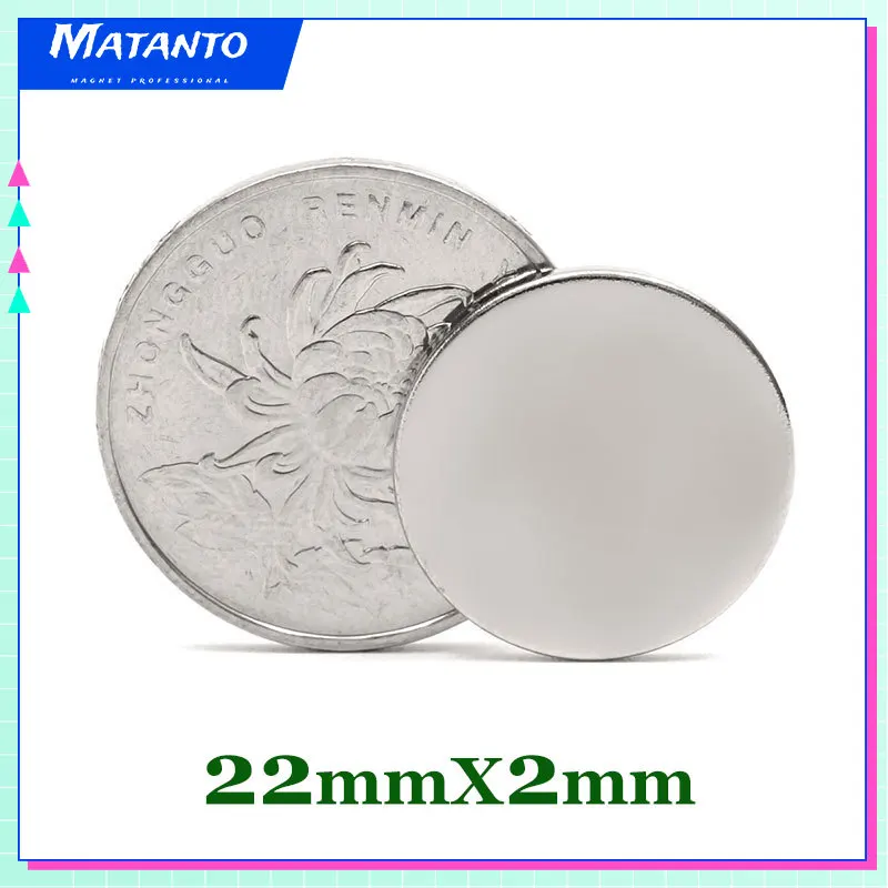 22x2 mm Round Search Magnet 22mm x 2mm Disc Rare Earth Neodymium Magnet N35 Permanent Magnet Srtong 22x2 mm