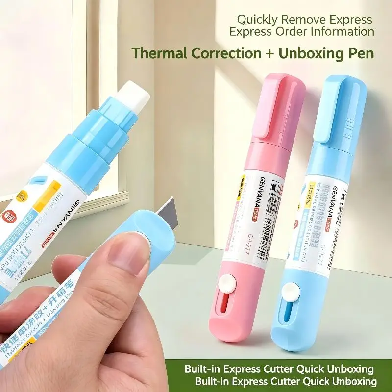Versatile Thermal Label Correction Marker with Mini Box Cutter Innovatively Designed to Enhance Efficiency in Work