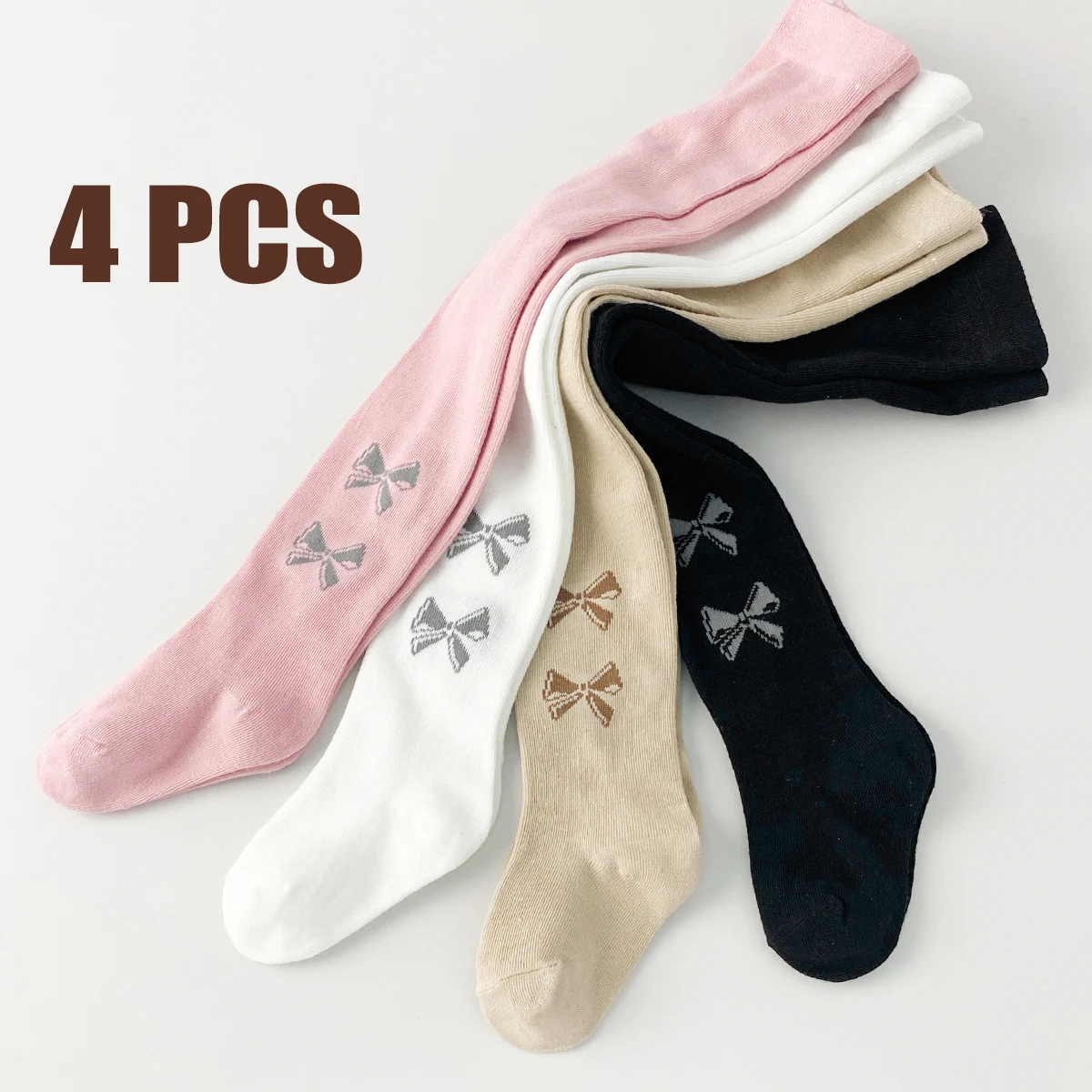 4 Pairs Girls' toddler leggings for spring and autumn, moderate thickness, suitable for outdoor wear. kids Baby Girls' Elastic W