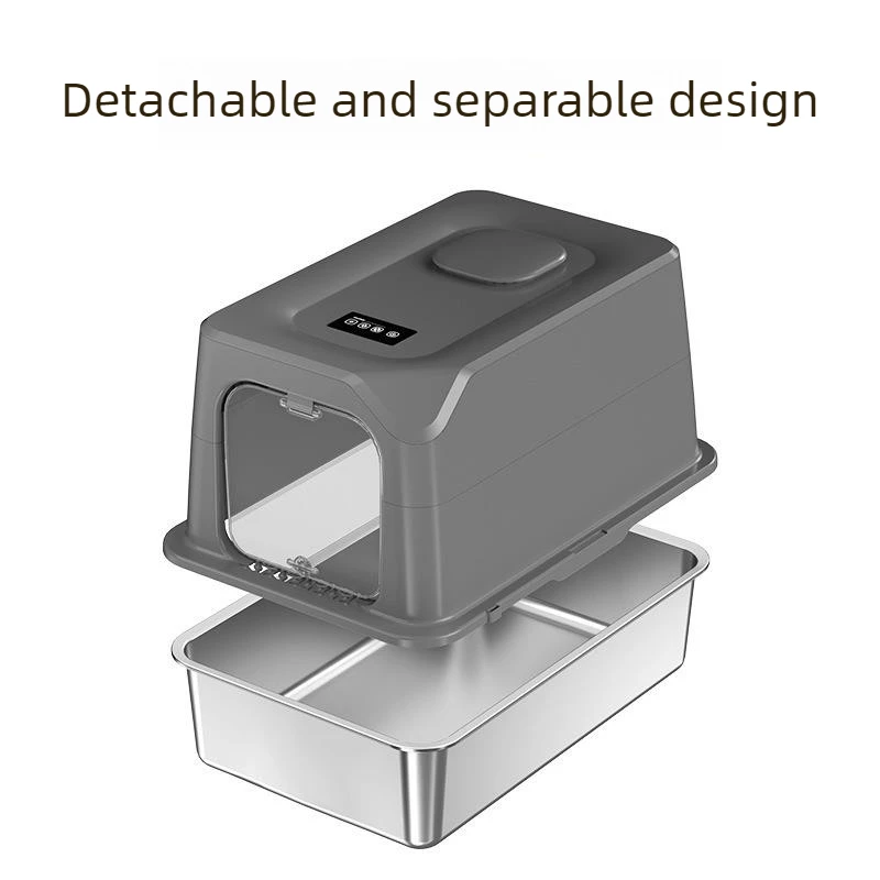 Caja de arena inoxidable para gatos cerrada desodorizante inodoro - imagen 2