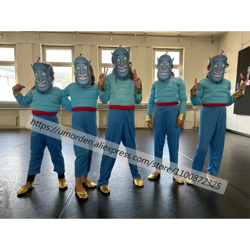 Child Kids Magic Lamp Genie Muscle Costume Cosplay for Boys Halloween Purim Carnival Party Masquerade Fantasia Dress up Umorden