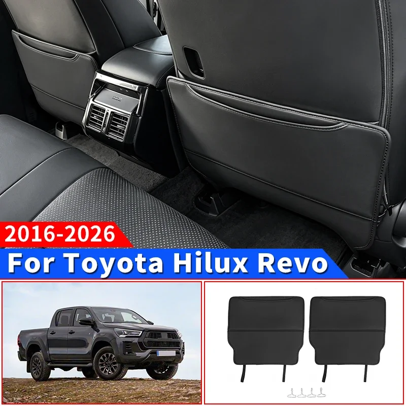 

For 2016-2026 Toyota Hilux SR SR5 Revo Seat Back Protector Pad Waterproof Scratch Proof Dirt Resistant Car Interior Accessories