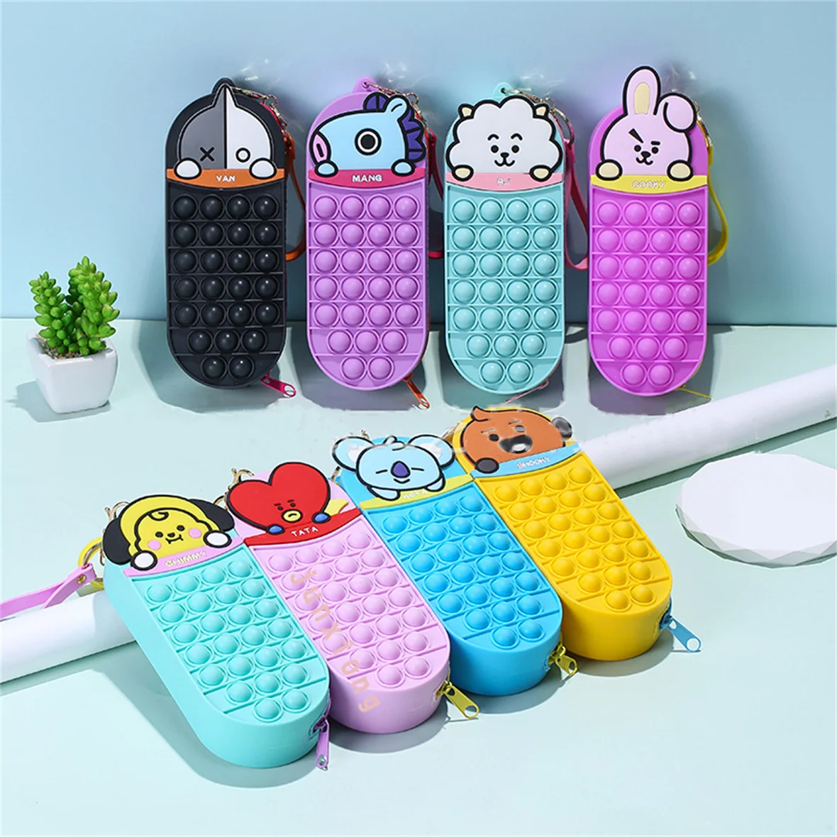 Cartoon Image Pen Bag Decompression Stationery Box Bubble Pen Bag New Pen Box School Supplies Office Stationery Gift