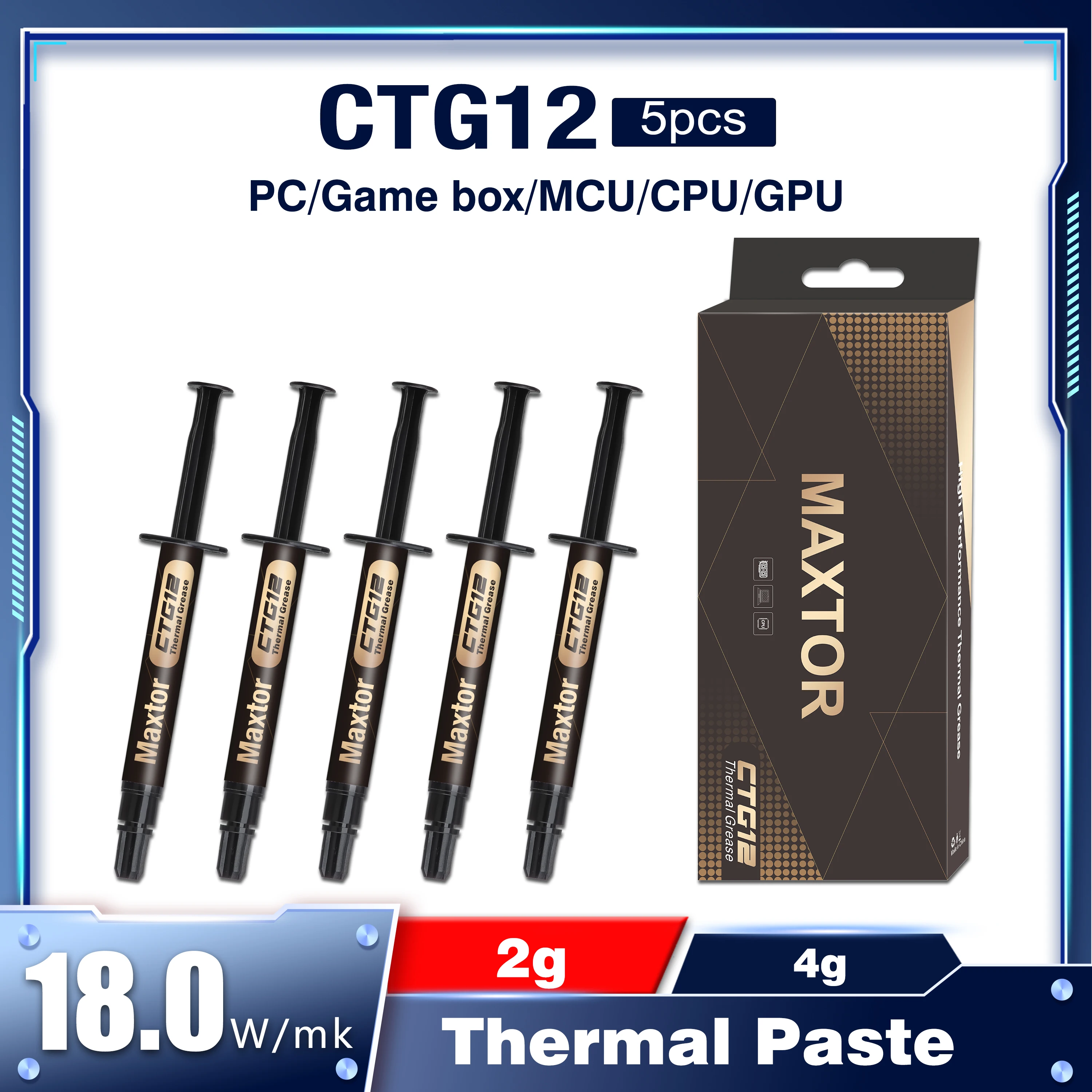 

Термопаста Maxtor 18 Вт/мк, высокопроизводительный охладитель, охлаждающая силиконовая смазка для игрового ПК, PS5, процессор, графический процессор, охлаждение