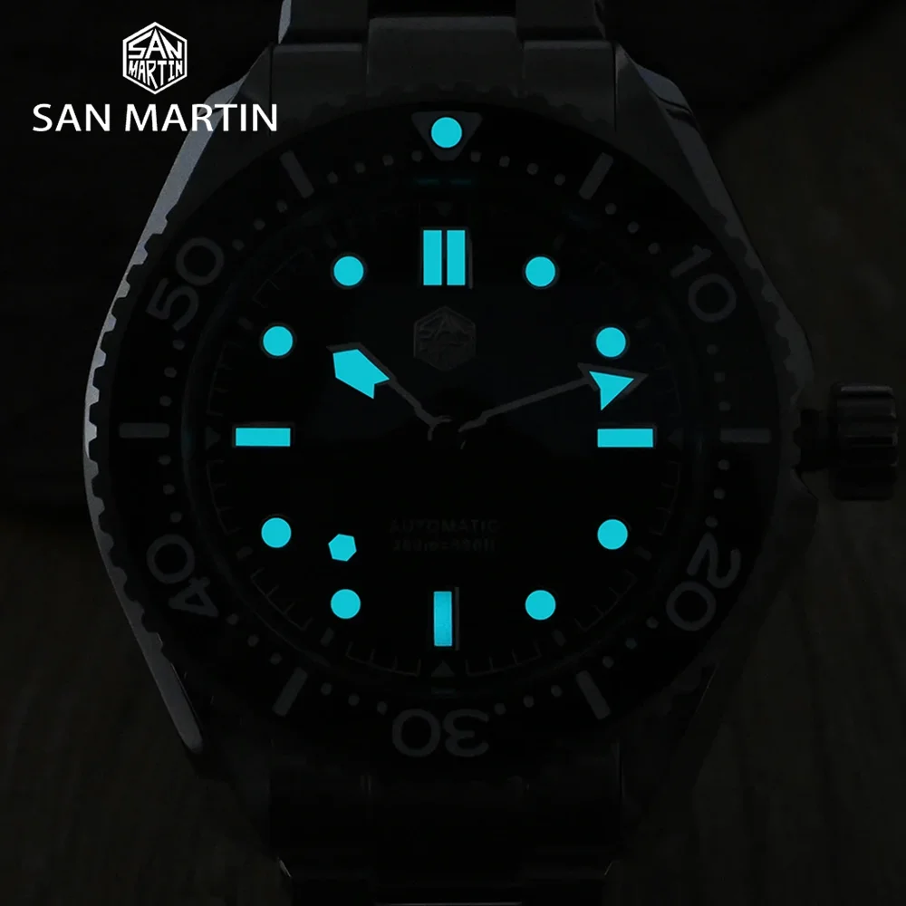 Saint Martin New Men Diving Automatic Watch Helium Unit NH35 Luxury Vintage Gradient Dial Waterproof 300m Men Mechanical Watch