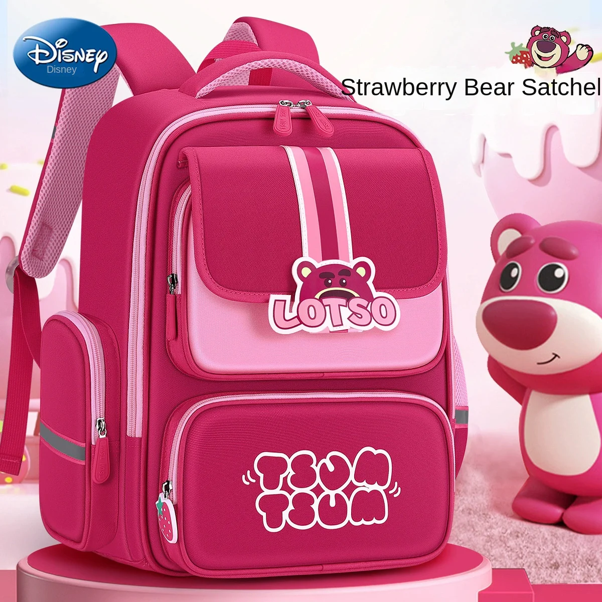 

Disney Girl Orthopedic School Bag Grade 1-3 Lotso Primary Student Shoulder Backpack Large Capacity Water Proof Light Mochilas