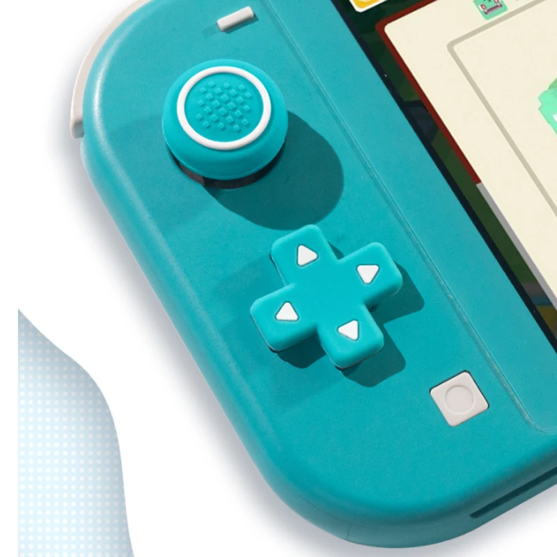 새로운 디자인 실리콘 소프트 D 패드 크로스 버튼 ABXY 키 스티커 스킨 케이스 스위치 라이트 NS 라이트 조이 콘 엄지 스틱 캡 커버