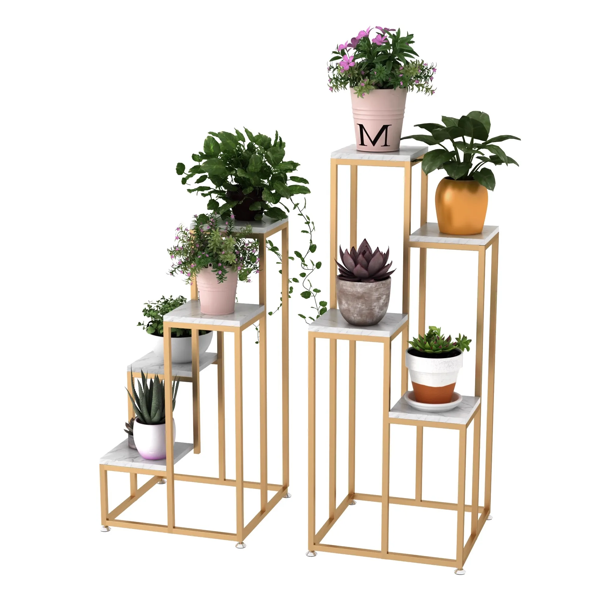 

Golden Light Luxury Flower Stand, Simple Post-Modern Multi-Layer Storage Rack