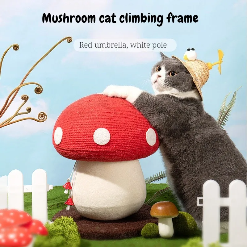 

Красный зонт-гриб, рамка для лазанья для кошек, шлифовка из сизалевых когтей без плавления, когтеточка для кошек, игрушка для кошек, когтеточка для кошек