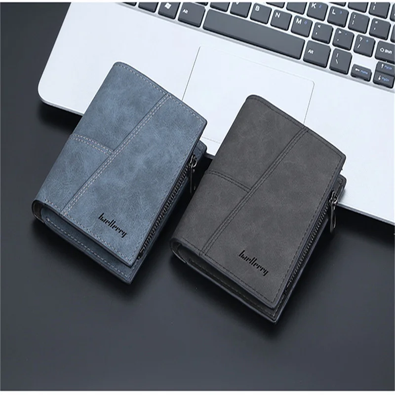 Fashionable New men's Short Wallet Business Fallow Sense Luxury Horizontal Vertical Leather Multi Card Zipper Zero Wallets