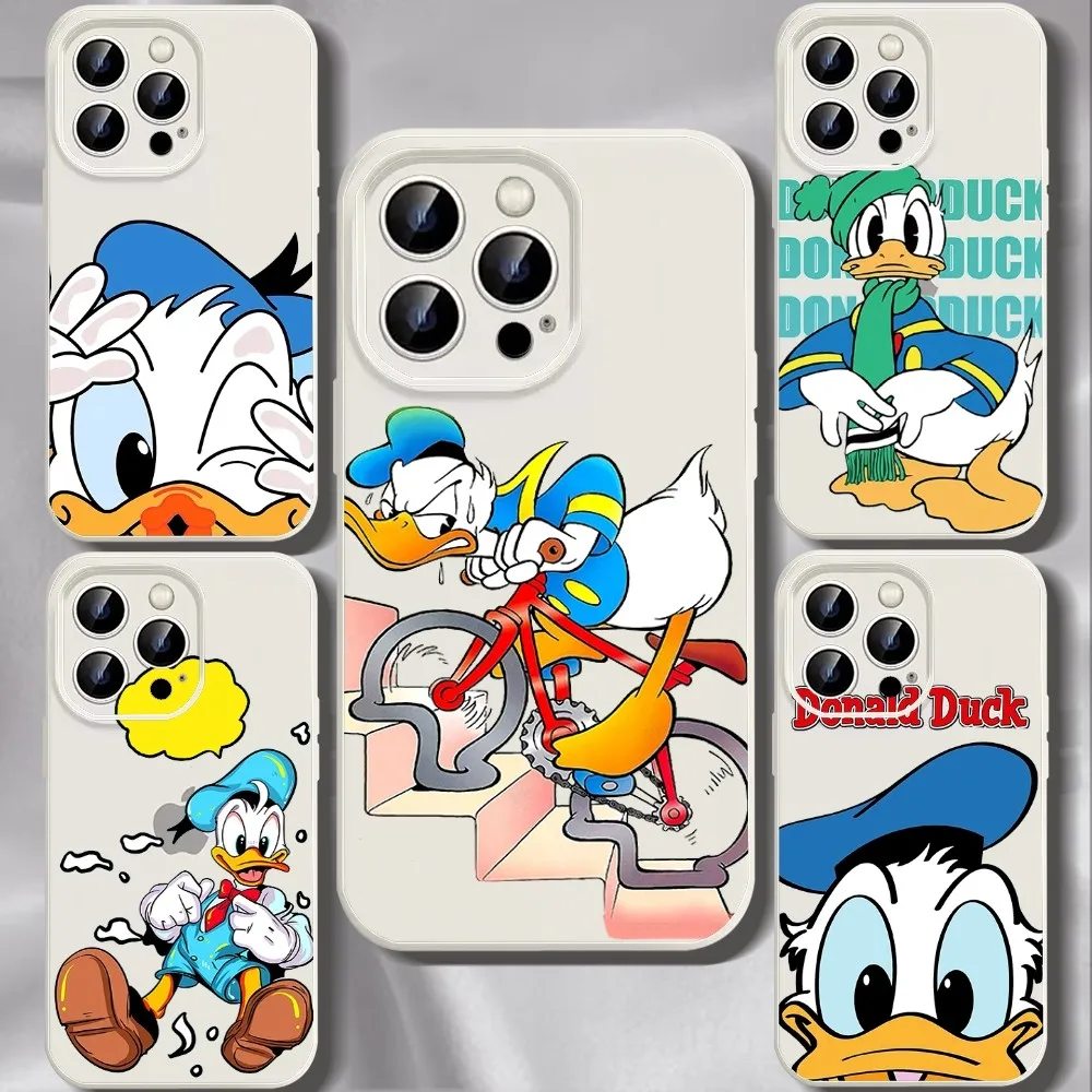 Funny D-donald Duck Phone Case For Iphone 11 13 14 Pro Max X Xr Xs Max Se2020 12mini White Cover Case