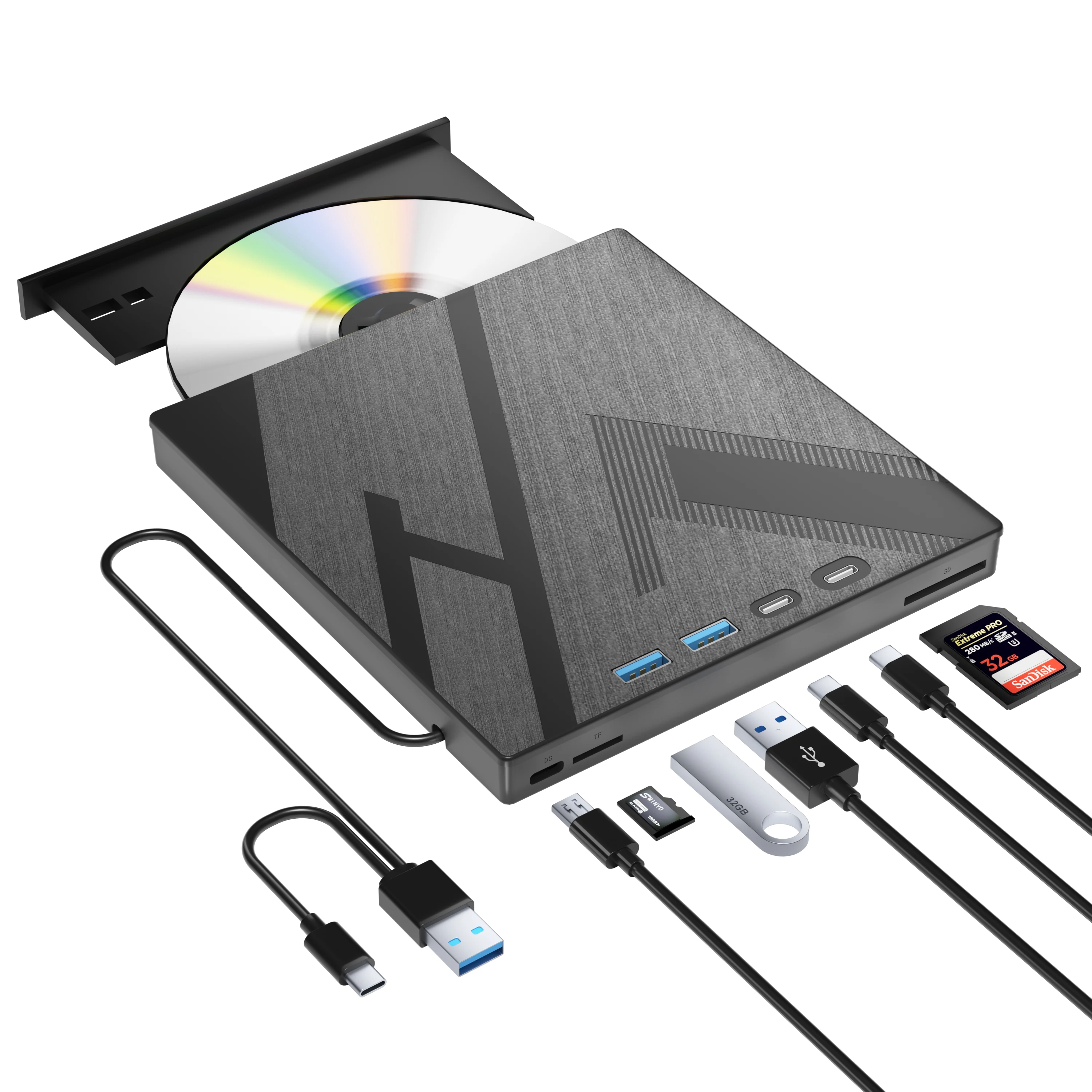 

Portable laptop with a capacity of 2MB supports burning cd writer burners optical drive External DVD player Card Reader Drive