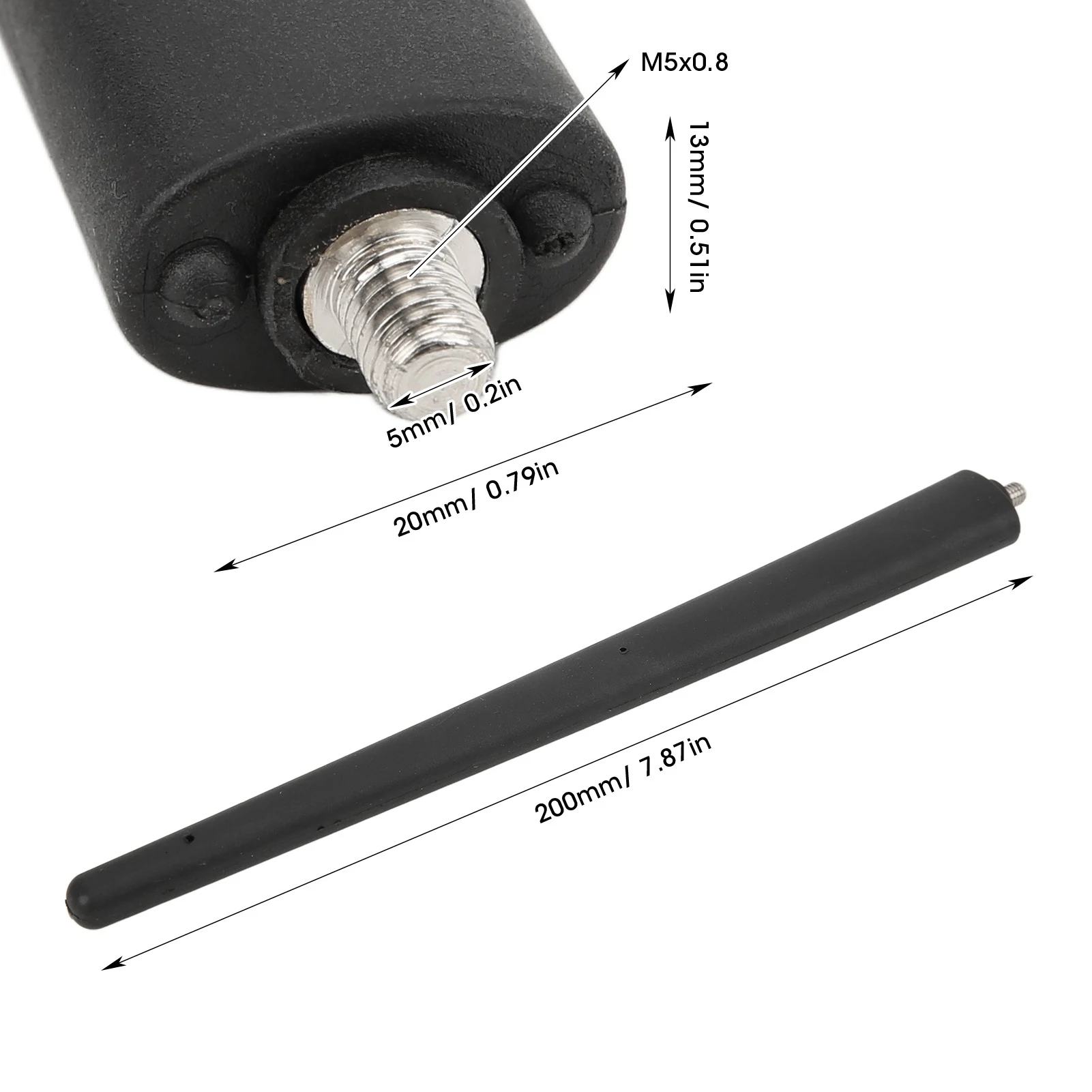 200mm/7.87in Car Short Antenna Rubber Aerial Mast Black 52019353 Replacement For Fiat 500 2012+