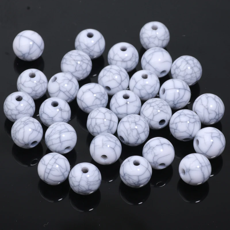 6/8/10/12/14/16mm 10-200 stücke Imitation Türkis Perlen Runde Acryl Spacer lose Perlen Für Schmuck Machen Diy Armband Halskette