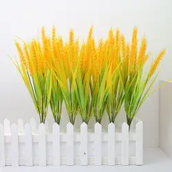 7 Forks Artificial Wheat Ears Rice Plant Artificial Flowers Wheat Fake Flower Wedding Home Artificial Plants Bouquet Decoration