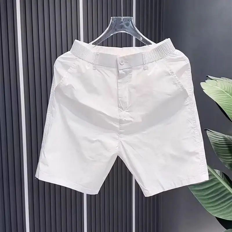 Summer Fashion Versatile Solid Color Simple Casual Thin Slim Straight-fit New Five-point Pants