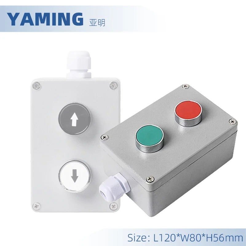 Metal Push Button Switch Control Box Cast Aluminum Waterproof IP54 Splash Proof Emergency Stop Start Reset