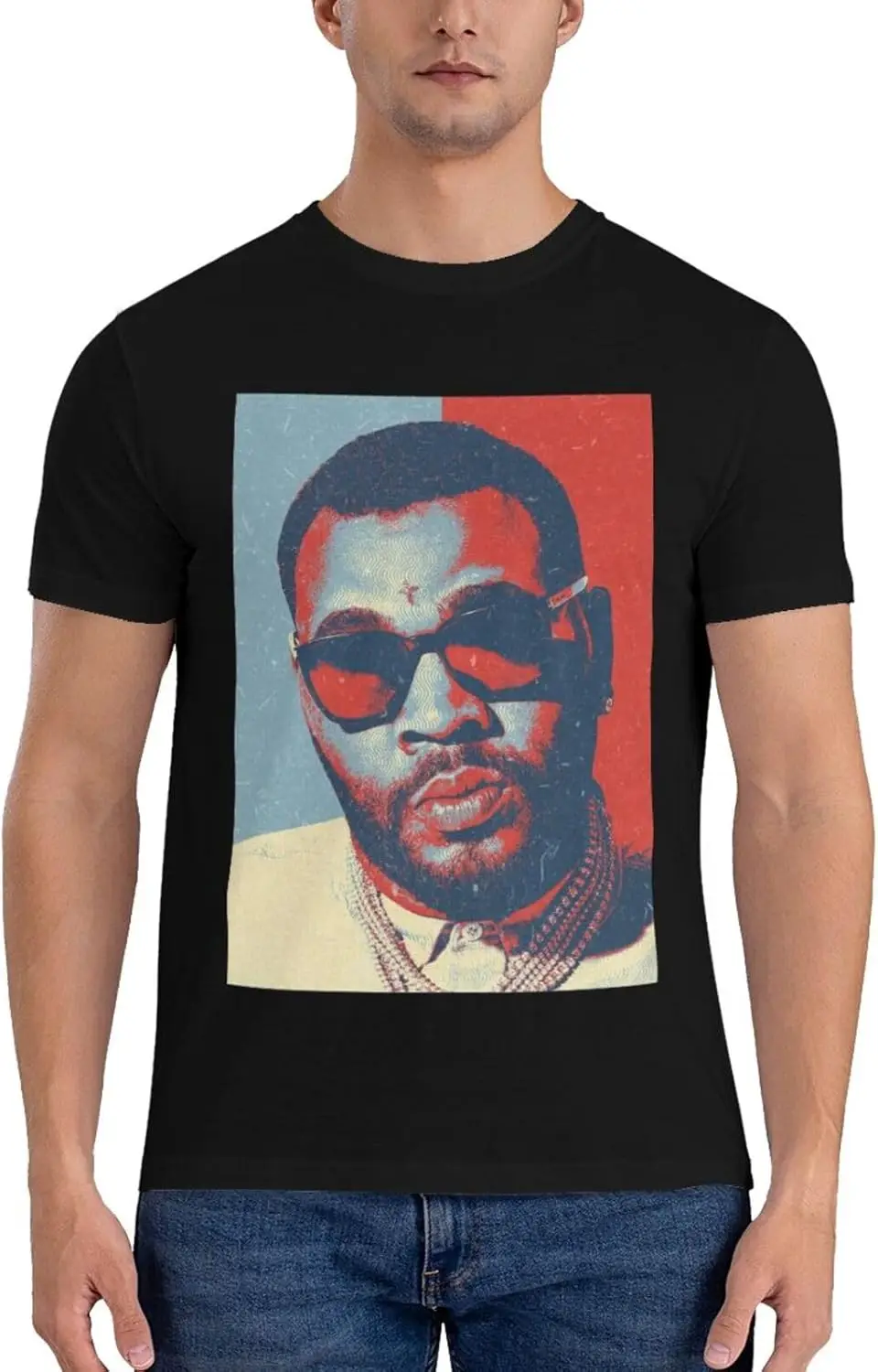 Kevin Music Gates Camisa masculina personalizada de manga curta camiseta gráfica da moda legal casual tops preto