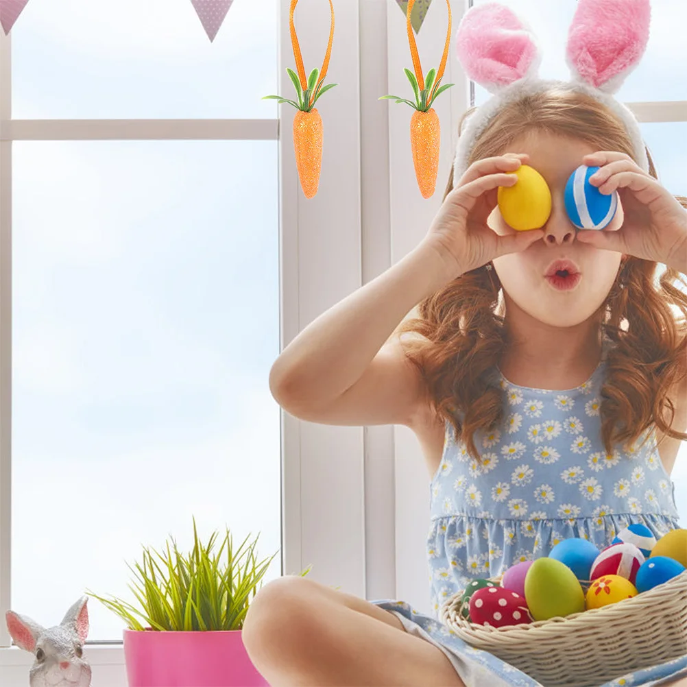 

12Pcs Simulation Carrots Hanging Decor Colorful Fake Carrots for Easter Basket Decoration Party Favors Gifts Home Holiday Decor