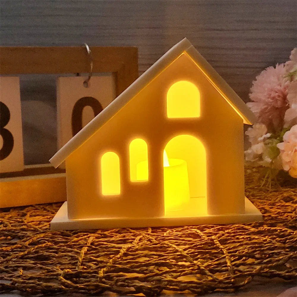

Christmas Party DIY Silicone Mould Tilt Top House Ornament Decoration Cement Plaster Molds