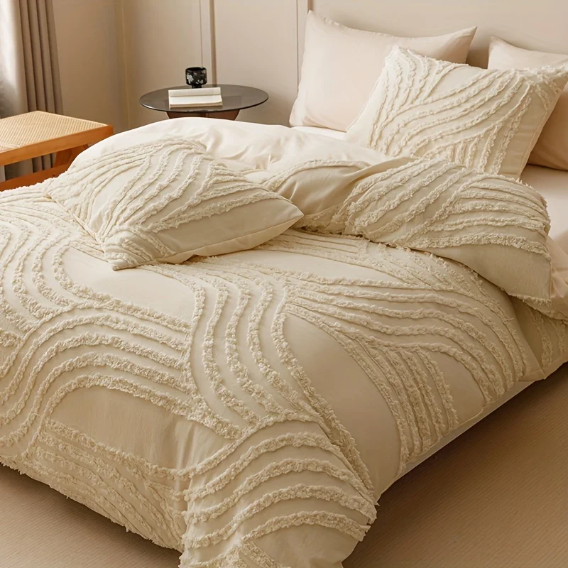 3Luxury Striped Floral Bedding Suit，Including1Sheet 2Pillowcase - Soft、Breathable Fabric、Weaving Process、Year-round Comfort、Mach