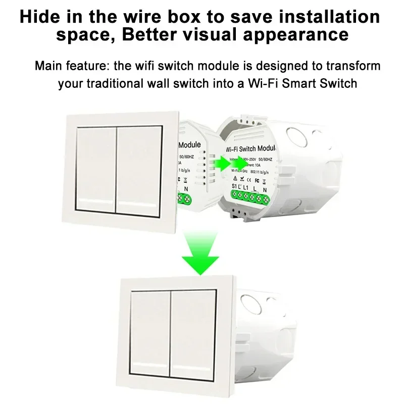 Slimme Lichtschakelaar Module Afstandsbediening Spraakbesturing 1/2 Manier 1/2 Gang Dimmer Breaker Schakelaar Smart Leven Tuya DIY WiFi Google Home Alexa