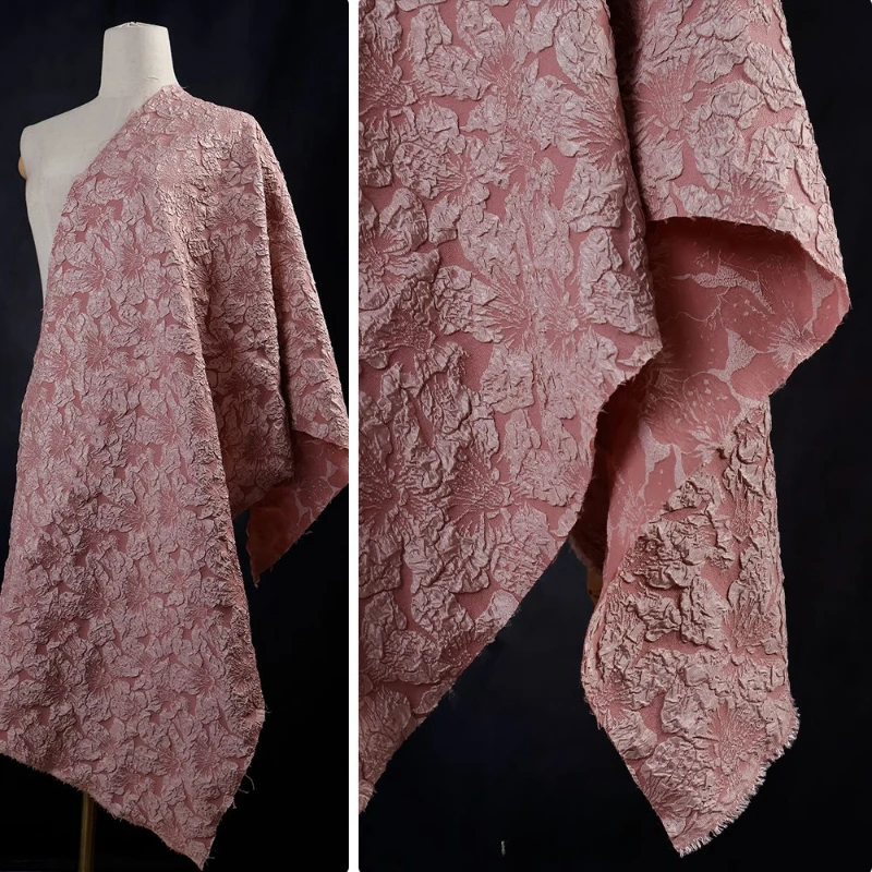 

Spring and Autumn Skincare Falling Fresh Dark Pink Jacquard Elastic Fabric Dress Half Skirt Ancient Hanfu Fabric