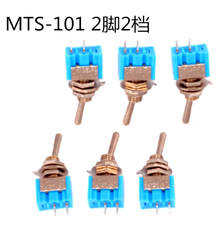 10Pcs MTS-101 2 Pin SPST Switch ON-OFF 2 Position AC125V/6A 250V/3A 6mm Blue Mini Toggle Switches