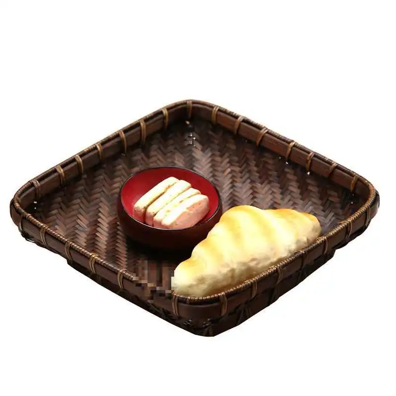 

storage dustpan sieve hand basket retro round bamboo basket handmade products household fruit basket fruit plate