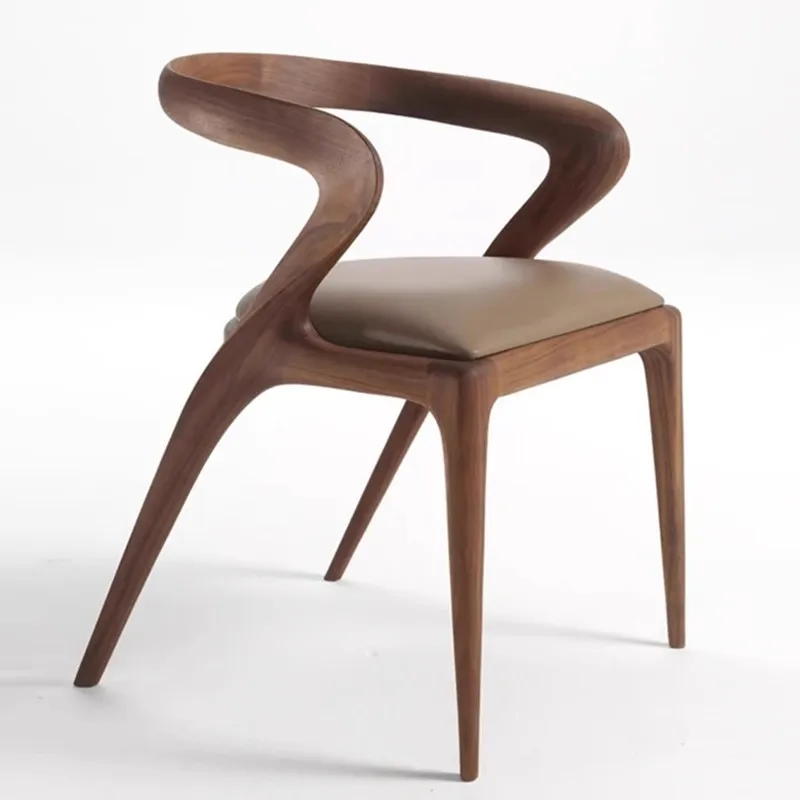 

And Solid Wood Dining Chair With Curved Wooden Legs &New Hot-selling Leather-cushioned Dining Chair.