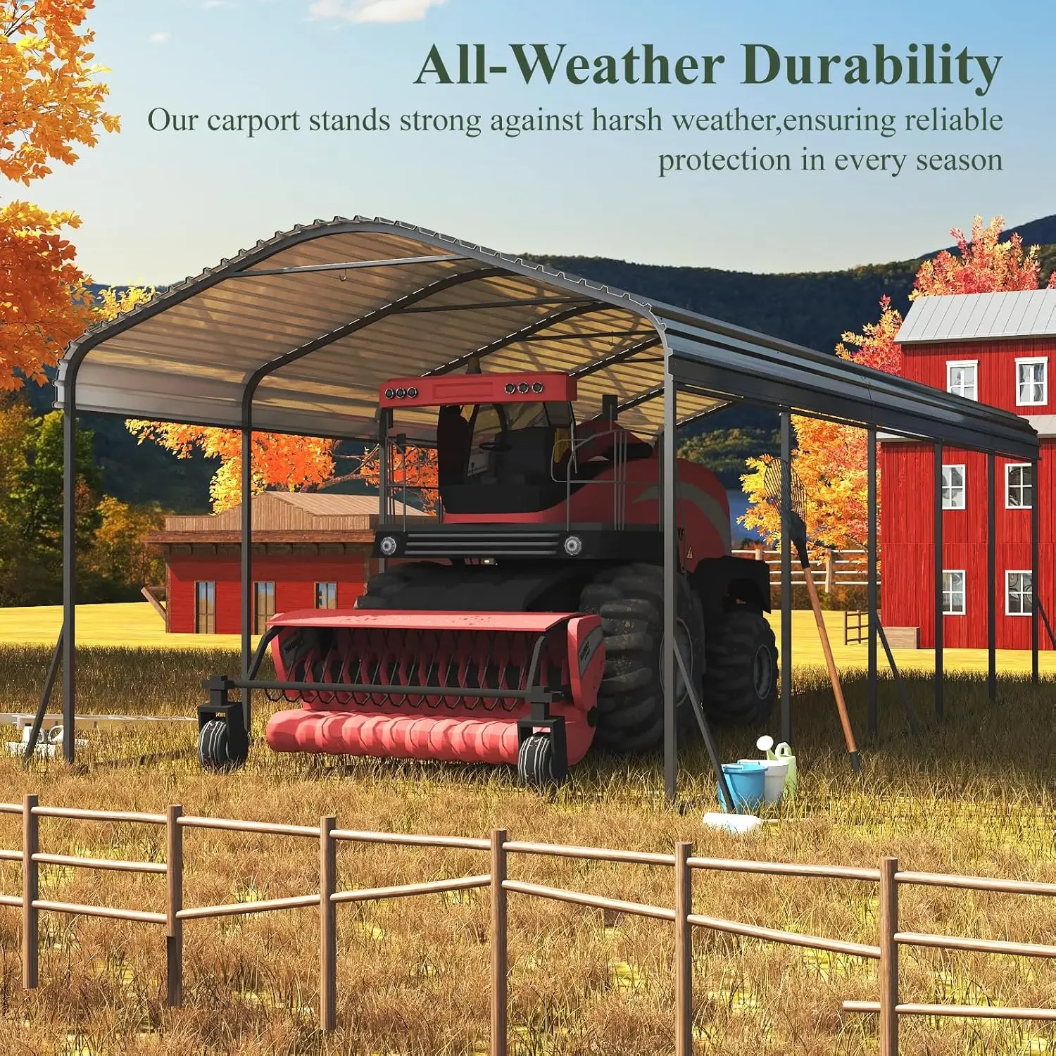 12x 24 FT Metal Carport, Heavy Duty Carport, Multi-Purpose Car Port with Galvanized Steel Roof and All-Metal Frame