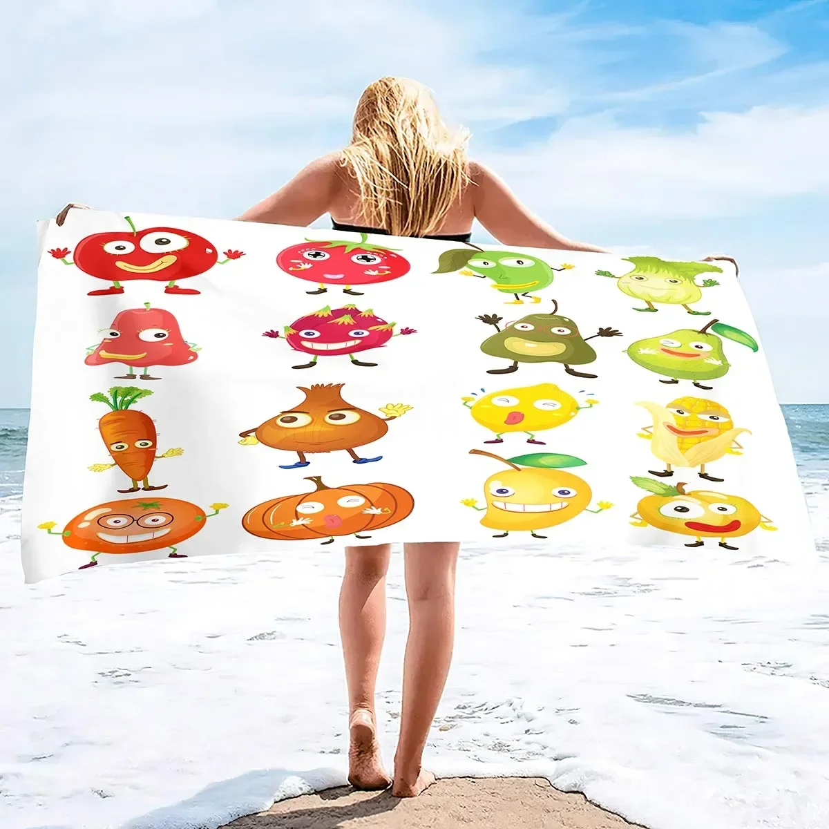 Funny Fruit Quick Dry Beach Towel Oversized Sand Free Large Beach Towels Bath Beach Pool Gym Travel Towel Gifts for Kids Adults