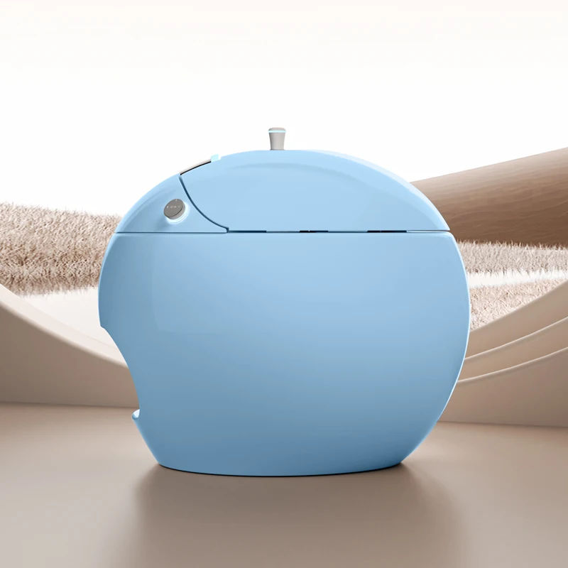 High-Tech Round Egg-Shaped Smart Toilet With Automatic Seat Heating Colorful & Voice Control Advanced Function Remote Control