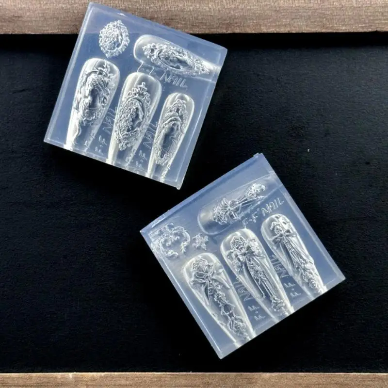 3d Silicone Nail European Style Photo Frame Mold DIY Bow Design Transparent Manicure Template Nail Art Decoration Tool