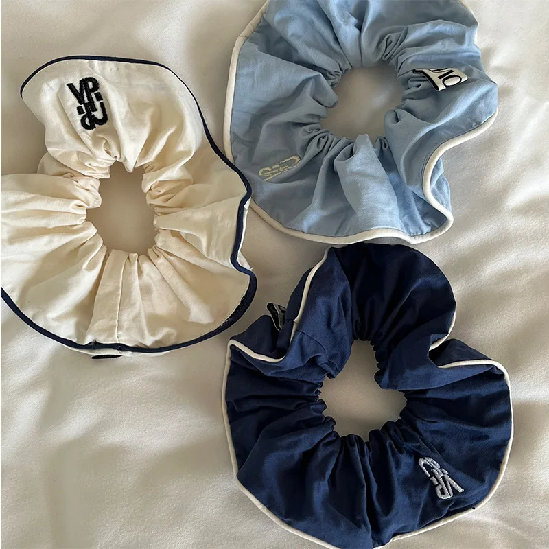 New Scrunchies Plain Color Letter Printed Hair Tie Simple Sweet Fresh Elastic Hair Band Women Hair Accessories