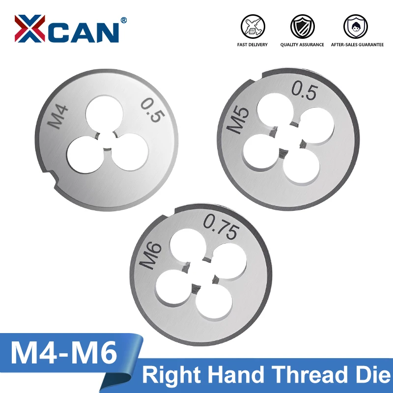 XCAN Right Hand Metric Thread Die M4 M5 M6 Alloy Steel Metal Threading Dies for Machine and Hand Tools