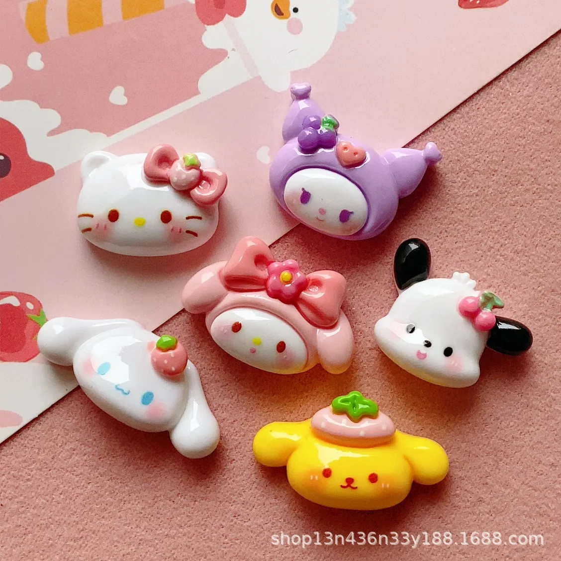 Sanrio-suministros de resina de dibujos animados para manualidades, accesorios para manualidades, adornos para álbumes de recortes, 5 piezas