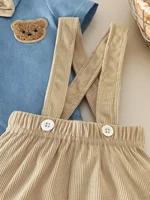 IURNXB Baby Boys 2Pcs Gentleman Outfits Infant Bear Print Short Sleeve Bodysuit & Suspender Shorts Set Casual Wear 1-18M 5