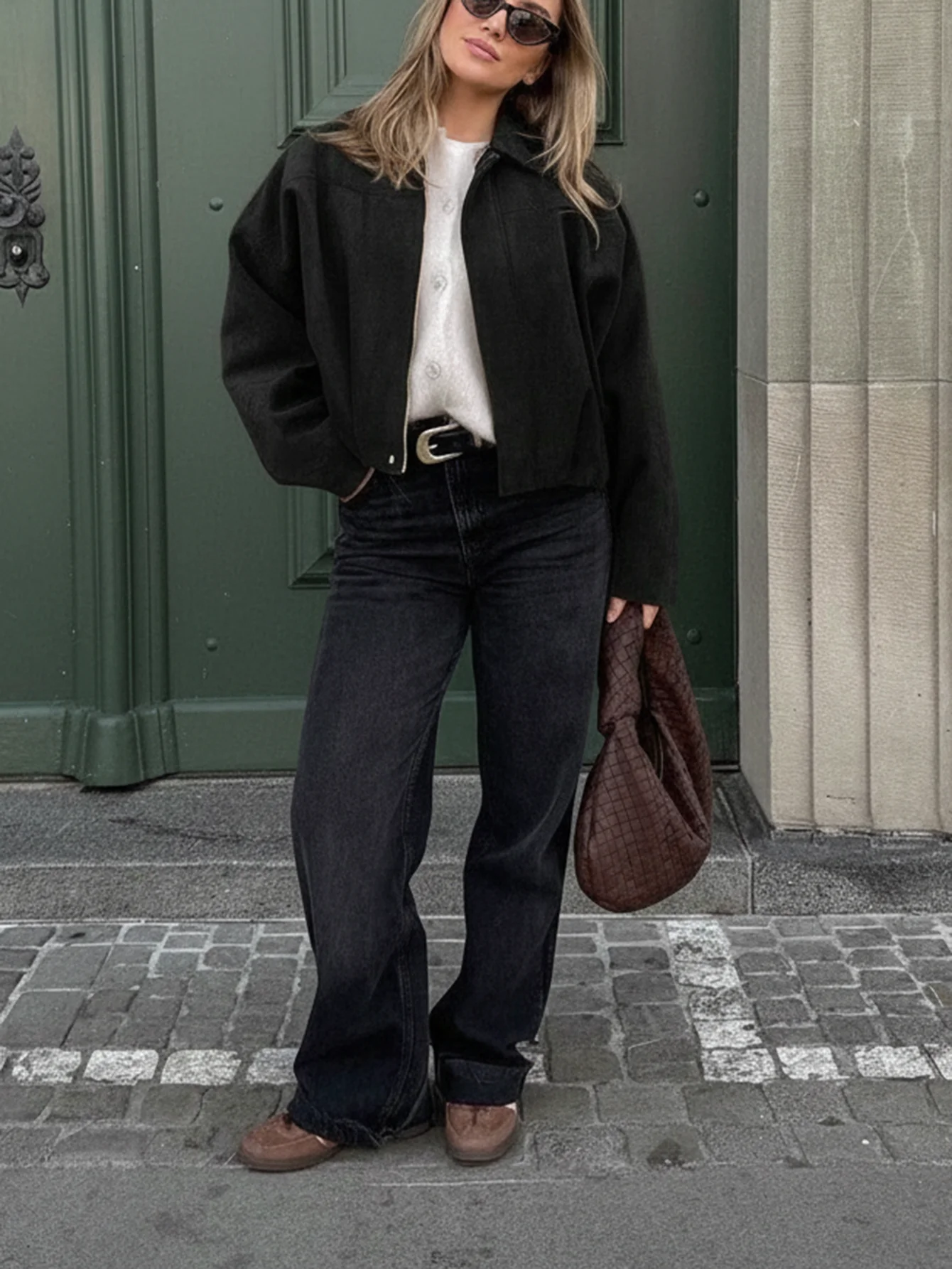 

Женская черная повседневная куртка оверсайз с металлическими пуговицами, весенне-осенняя одежда