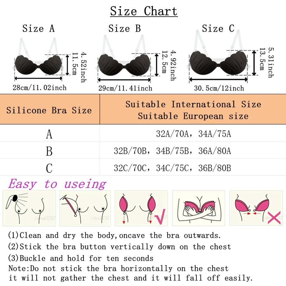 Reusable Self Adhesive Silicone Invisible Push-up Bra Backless Sticky Wedding Underwear Thick Lingerie with Transparent Strap